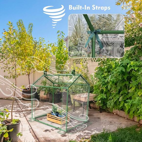 Mini Greenhouse, Indoor Outdoor Plants, Tabletop Portable Roll-up Zipper Door - Picture 5 of 7